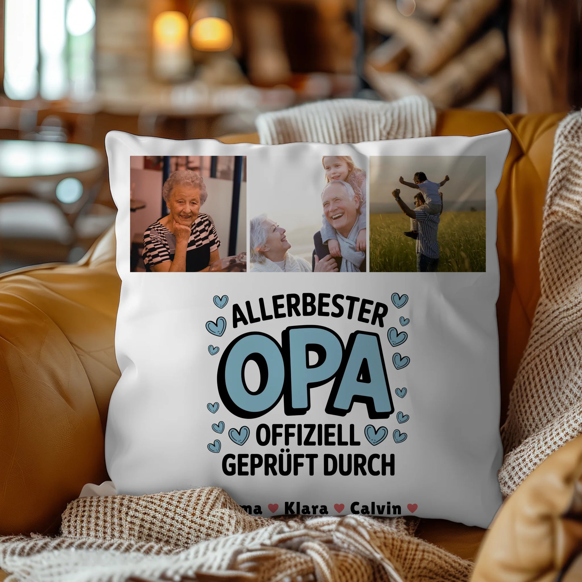 Bester Opa Kissen Geschenk Fotocollage Opa Allerbester Opa Offiziell Geprüft Durch 4