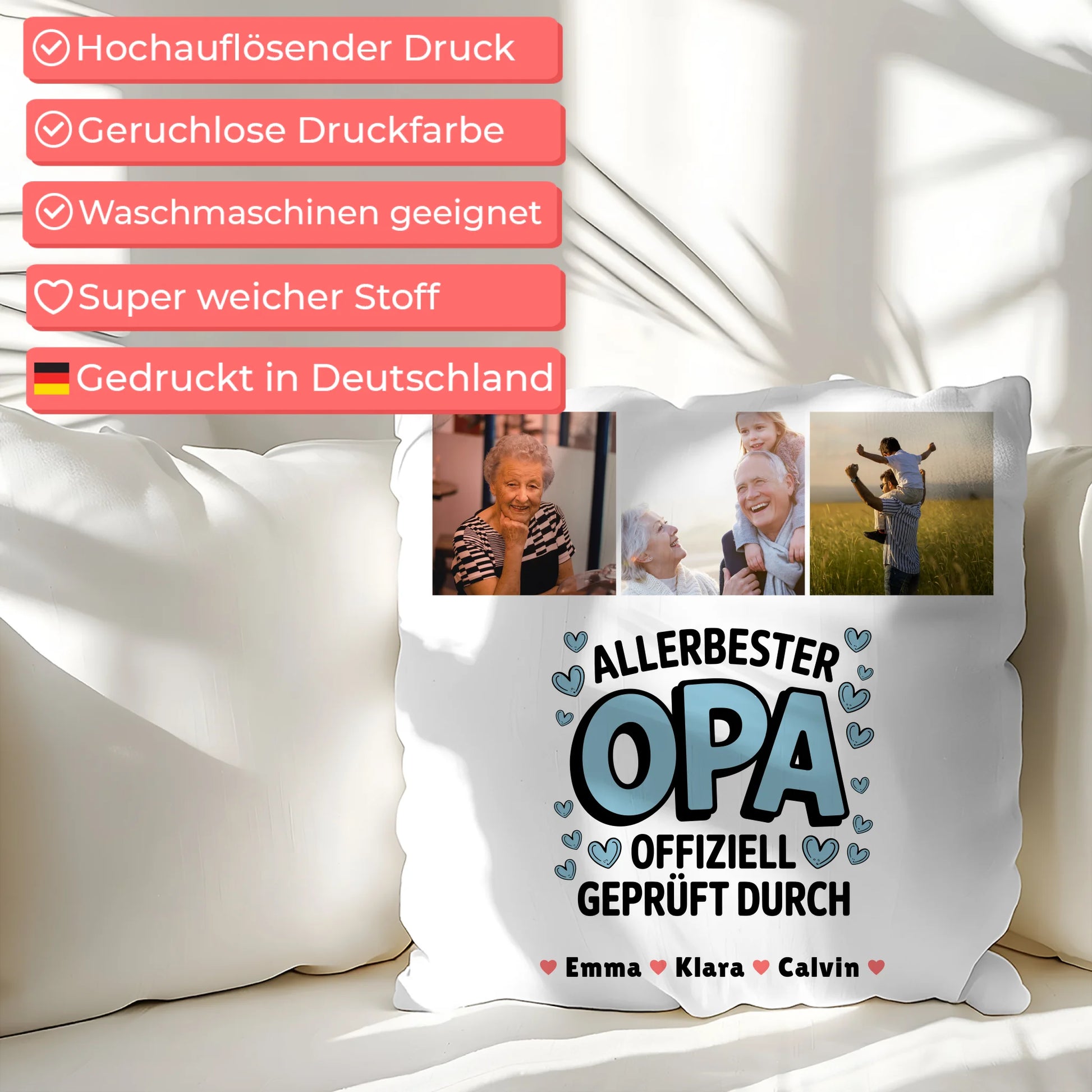 Bester Opa Kissen Geschenk Fotocollage Opa Allerbester Opa Offiziell Geprüft Durch 7