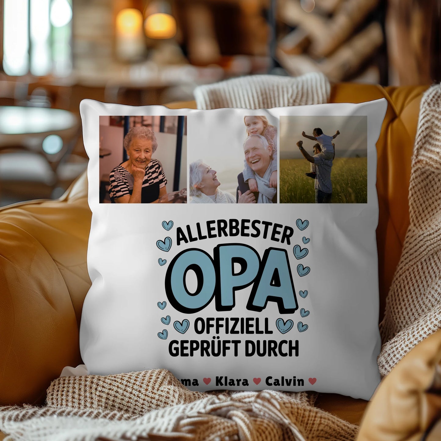 Bester Opa Kissen Geschenk Fotocollage Opa Allerbester Opa Offiziell Geprüft Durch 9