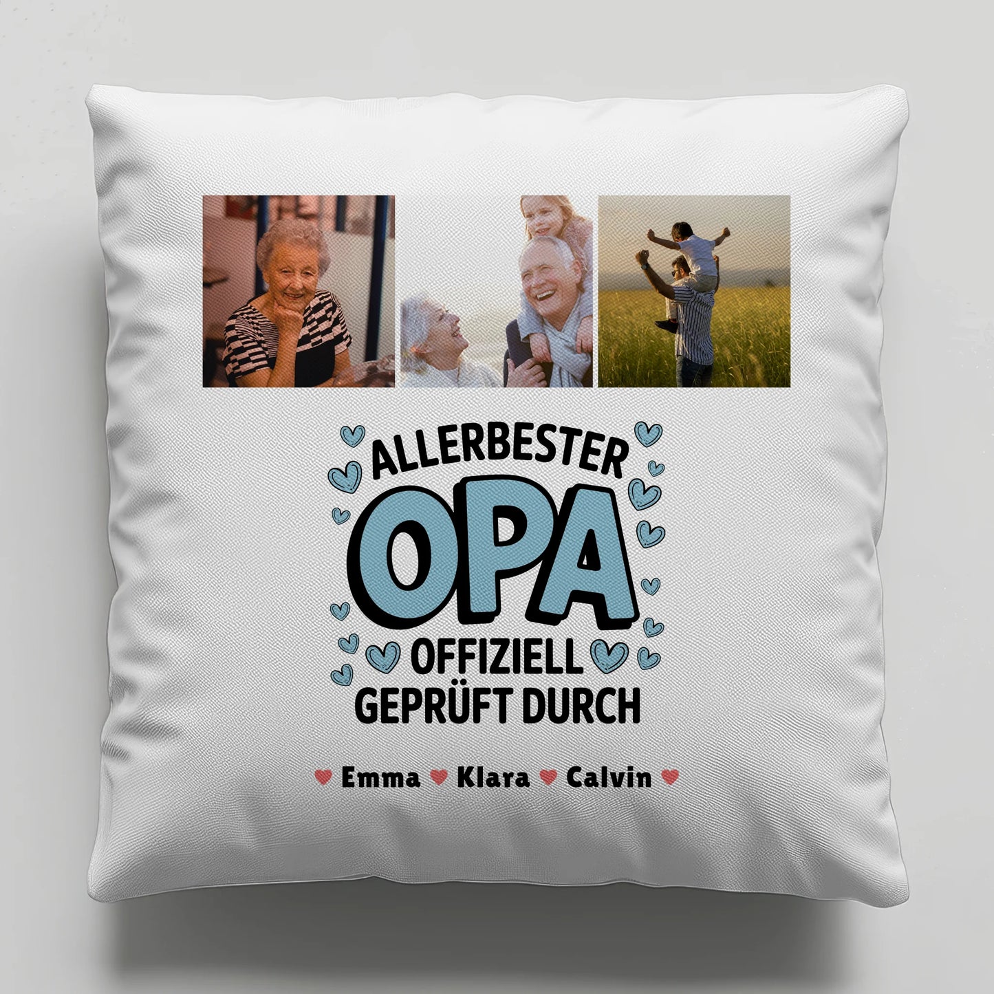 Bester Opa Kissen Geschenk Fotocollage Opa Allerbester Opa Offiziell Geprüft Durch