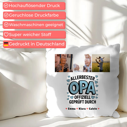 Bester Opa Kissen Geschenk Fotocollage Opa Allerbester Opa Offiziell Geprüft Durch