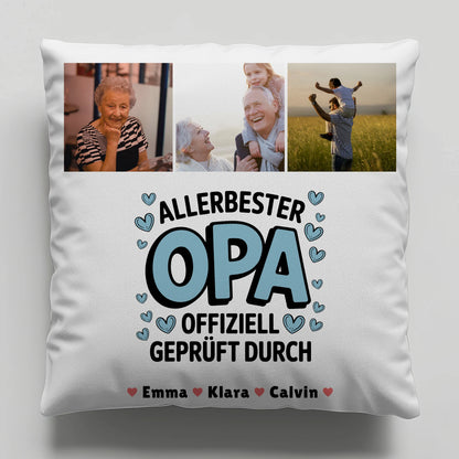 Bester Opa Kissen Geschenk Fotocollage Opa Allerbester Opa Offiziell Geprüft Durch 6