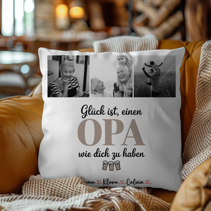 Bester Opa Kissen mit Opa Fotocollage Glück Ist Einen Opa Wie Dich Zu Haben 9