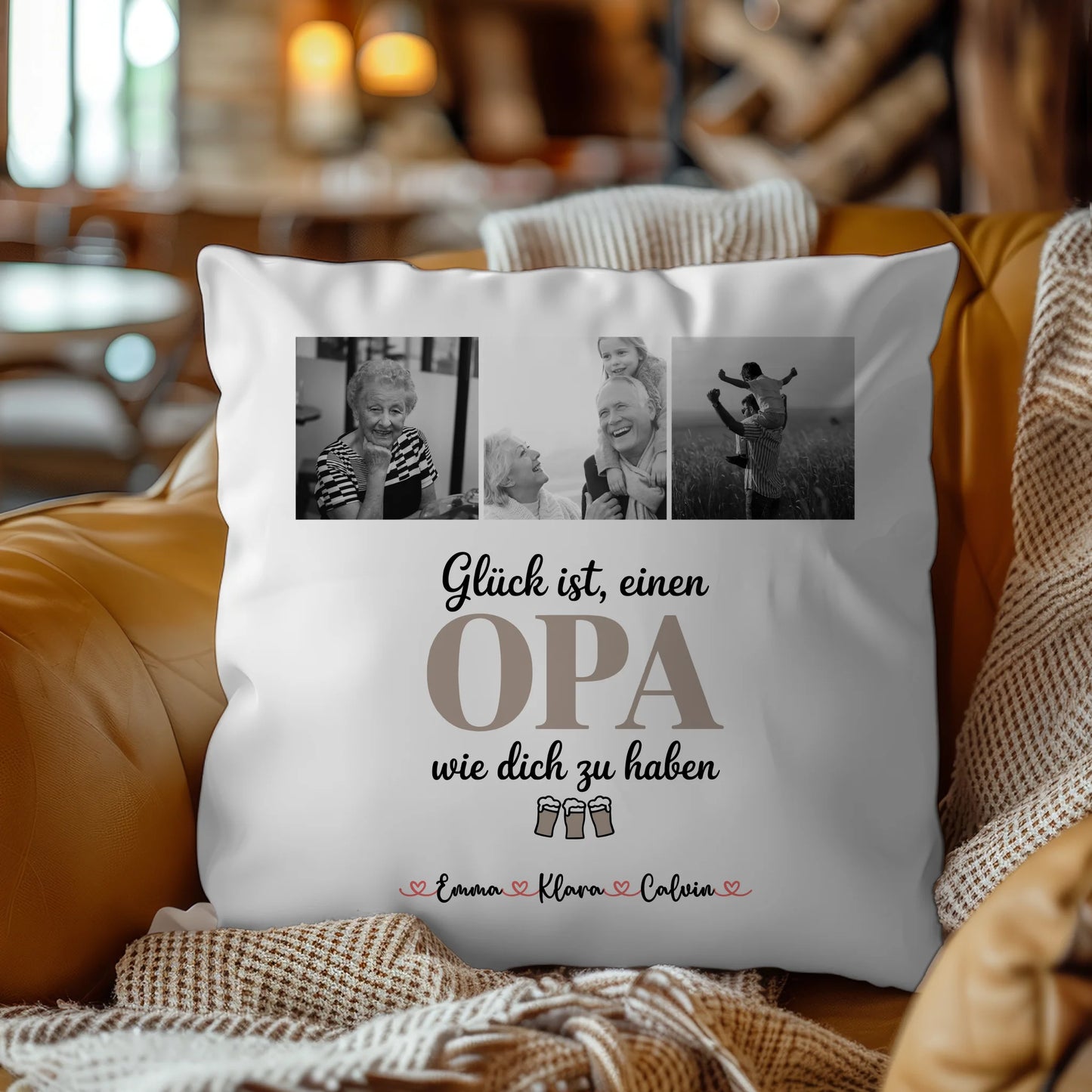 Bester Opa Kissen mit Opa Fotocollage Glück Ist Einen Opa Wie Dich Zu Haben