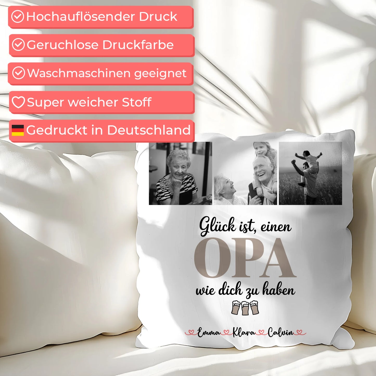 Bester Opa Kissen mit Opa Fotocollage Glück Ist Einen Opa Wie Dich Zu Haben 7