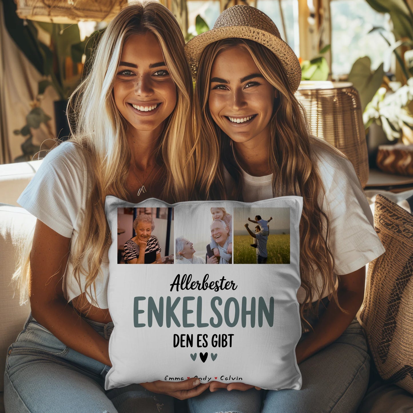Namen Kissen Geschenk Fotocollage Enkelsohn Allerbester Enkelsohn Den Es Gibt Personalisiert 3
