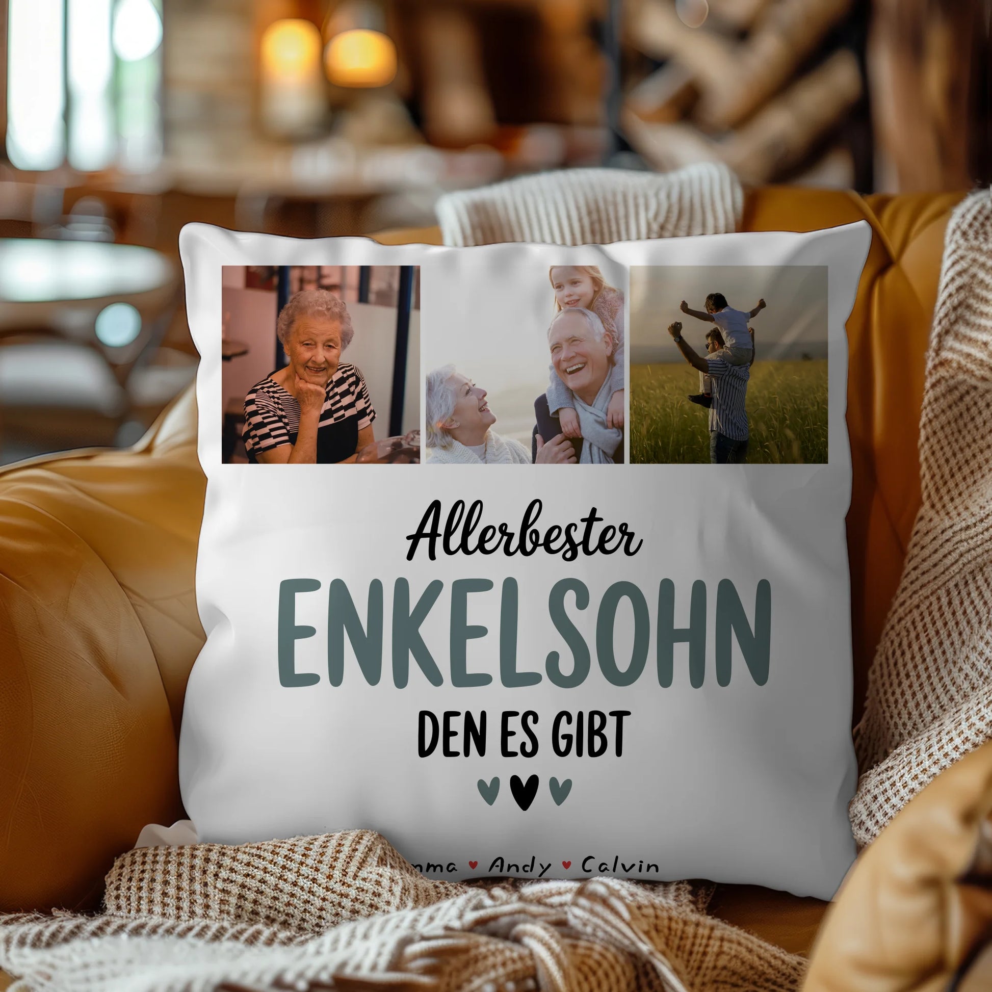 Namen Kissen Geschenk Fotocollage Enkelsohn Allerbester Enkelsohn Den Es Gibt Personalisiert 4