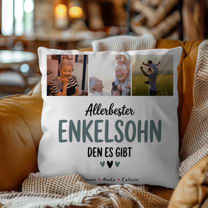 Namen Kissen Geschenk Fotocollage Enkelsohn Allerbester Enkelsohn Den Es Gibt Personalisiert 9