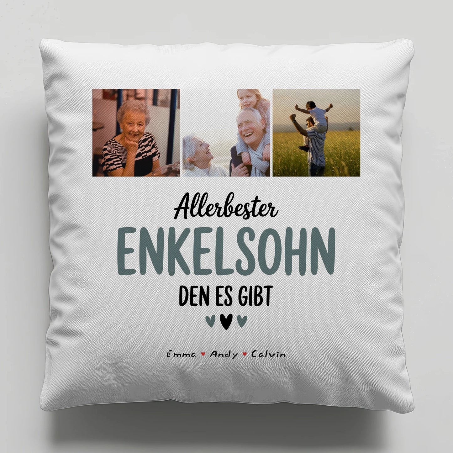 Namen Kissen Geschenk Fotocollage Enkelsohn Allerbester Enkelsohn Den Es Gibt Personalisiert