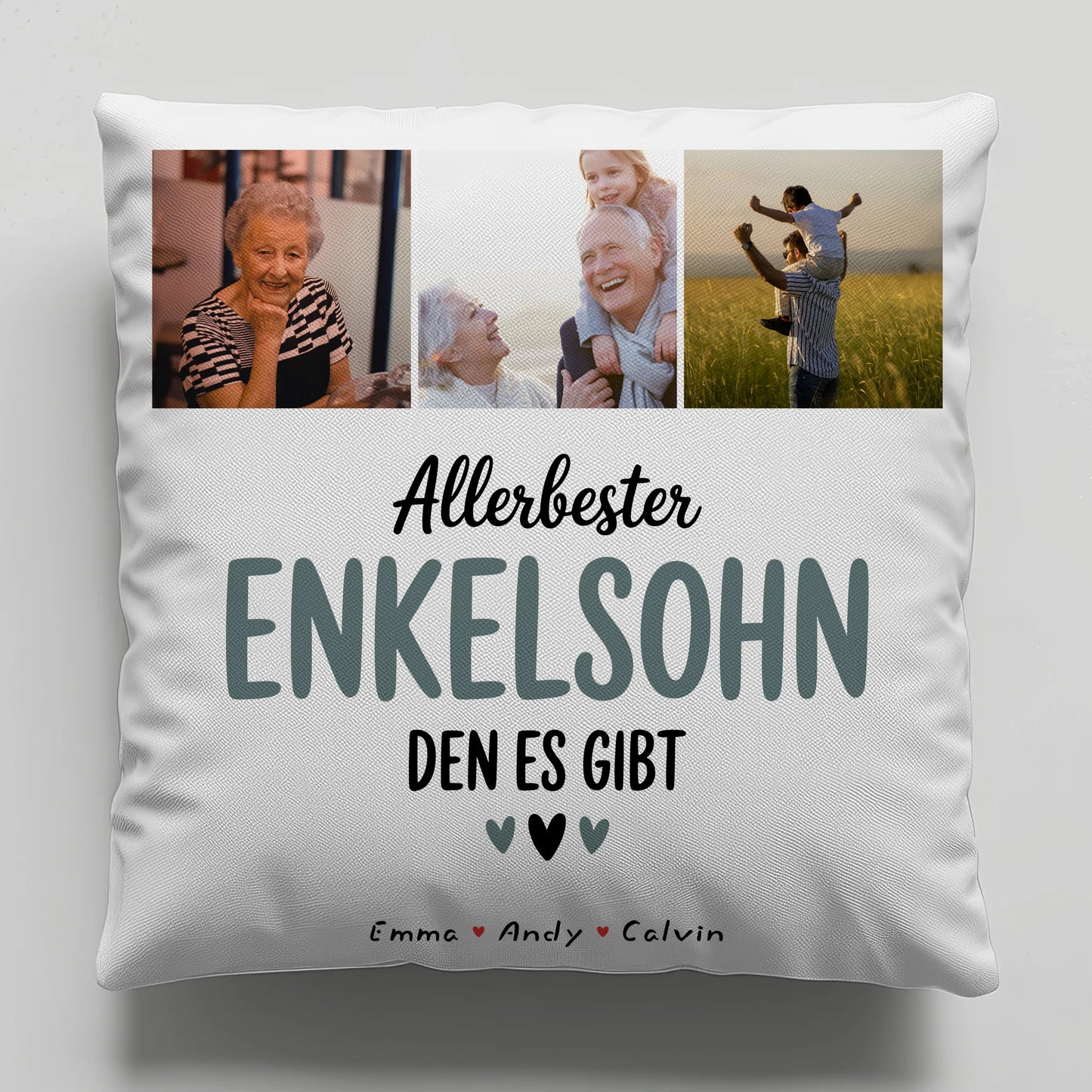 Namen Kissen Geschenk Fotocollage Enkelsohn Allerbester Enkelsohn Den Es Gibt Personalisiert 6