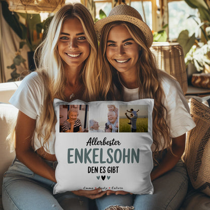 Namen Kissen Geschenk Fotocollage Enkelsohn Allerbester Enkelsohn Den Es Gibt Personalisiert 8