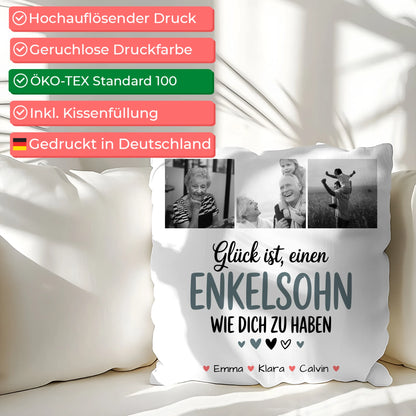 Personalisiertes Foto Kissen Mit Namen Fotocollage Enkelsohn Glück Ist Einen Enkelsohn Wie Dich Zu Haben 2