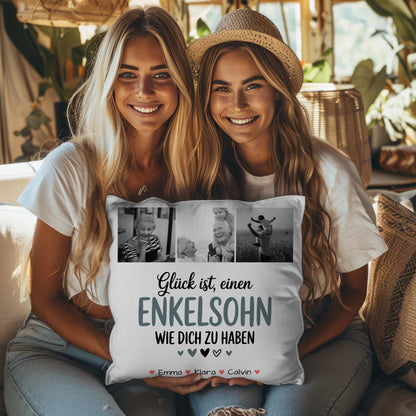 Personalisiertes Foto Kissen Mit Namen Fotocollage Enkelsohn Glück Ist Einen Enkelsohn Wie Dich Zu Haben 8