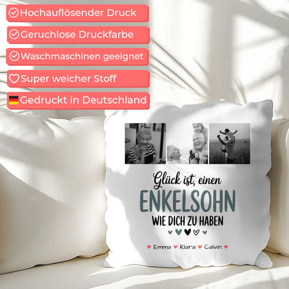 Personalisiertes Foto Kissen Mit Namen Fotocollage Enkelsohn Glück Ist Einen Enkelsohn Wie Dich Zu Haben