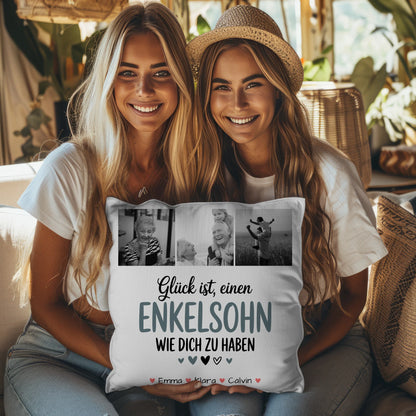 Personalisiertes Foto Kissen Mit Namen Fotocollage Enkelsohn Glück Ist Einen Enkelsohn Wie Dich Zu Haben 3