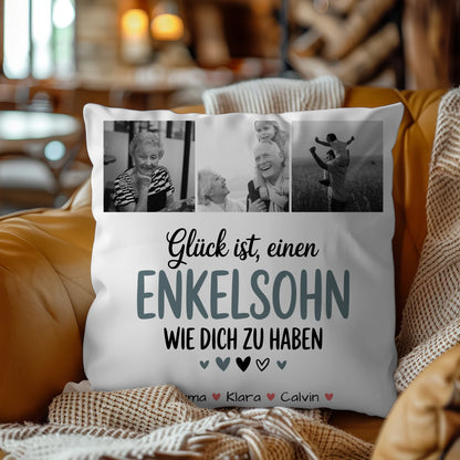 Personalisiertes Foto Kissen Mit Namen Fotocollage Enkelsohn Glück Ist Einen Enkelsohn Wie Dich Zu Haben 9