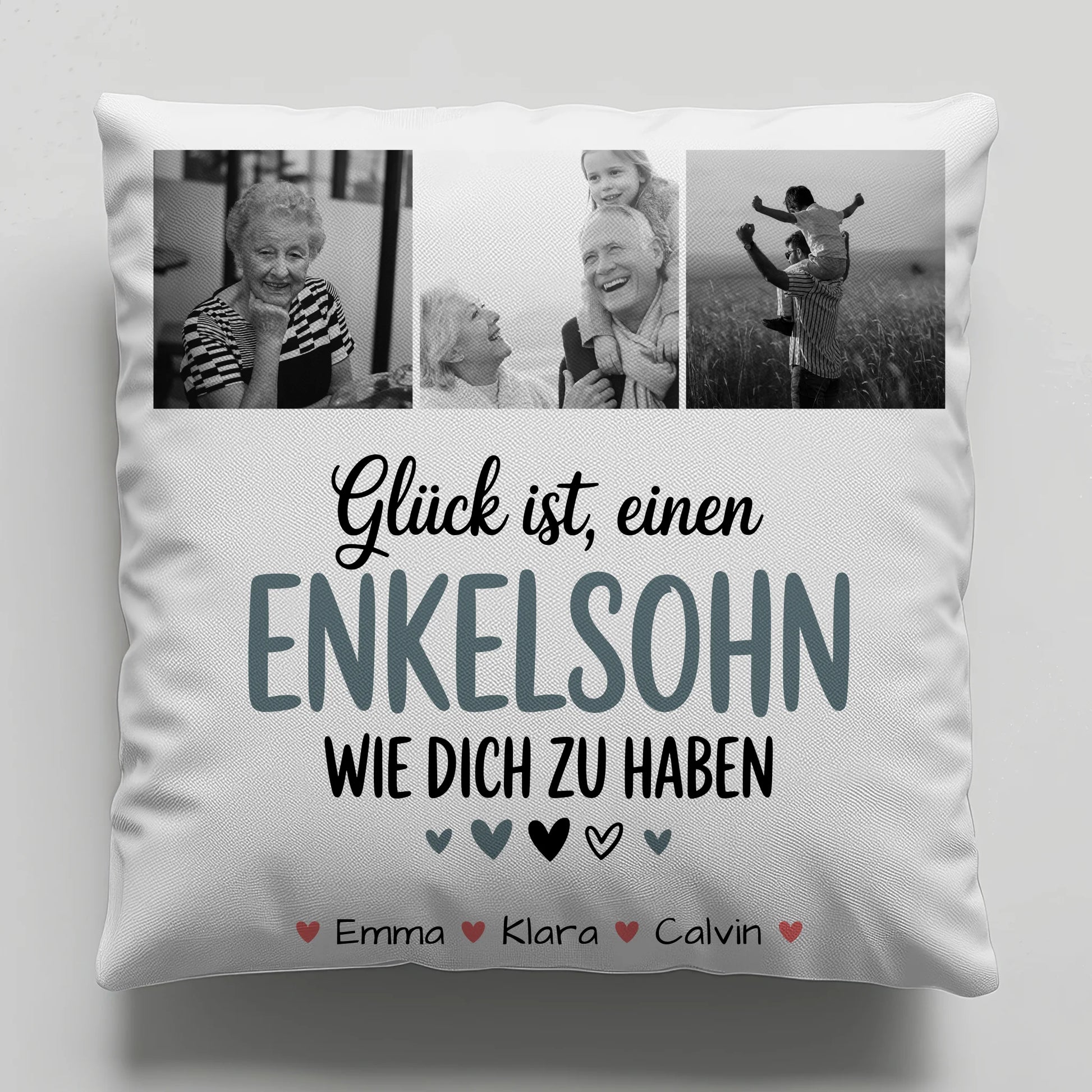 Personalisiertes Foto Kissen Mit Namen Fotocollage Enkelsohn Glück Ist Einen Enkelsohn Wie Dich Zu Haben 1