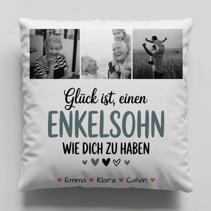 Personalisiertes Foto Kissen Mit Namen Fotocollage Enkelsohn Glück Ist Einen Enkelsohn Wie Dich Zu Haben 1