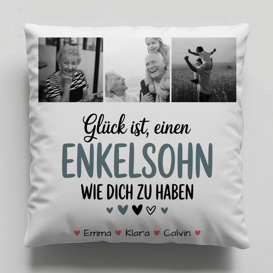 Personalisiertes Foto Kissen Mit Namen Fotocollage Enkelsohn Glück Ist Einen Enkelsohn Wie Dich Zu Haben 1
