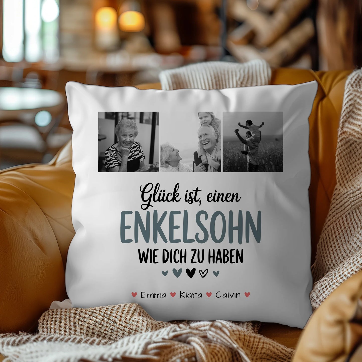 Personalisiertes Foto Kissen Mit Namen Fotocollage Enkelsohn Glück Ist Einen Enkelsohn Wie Dich Zu Haben