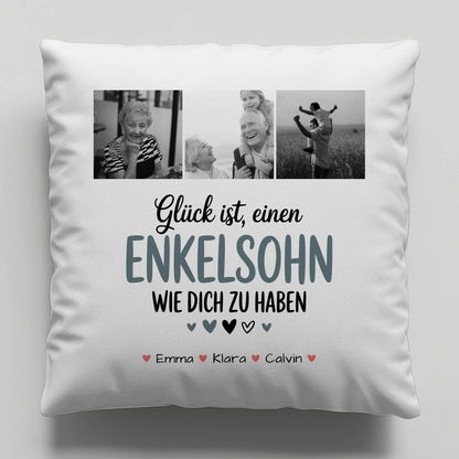 Personalisiertes Foto Kissen Mit Namen Fotocollage Enkelsohn Glück Ist Einen Enkelsohn Wie Dich Zu Haben