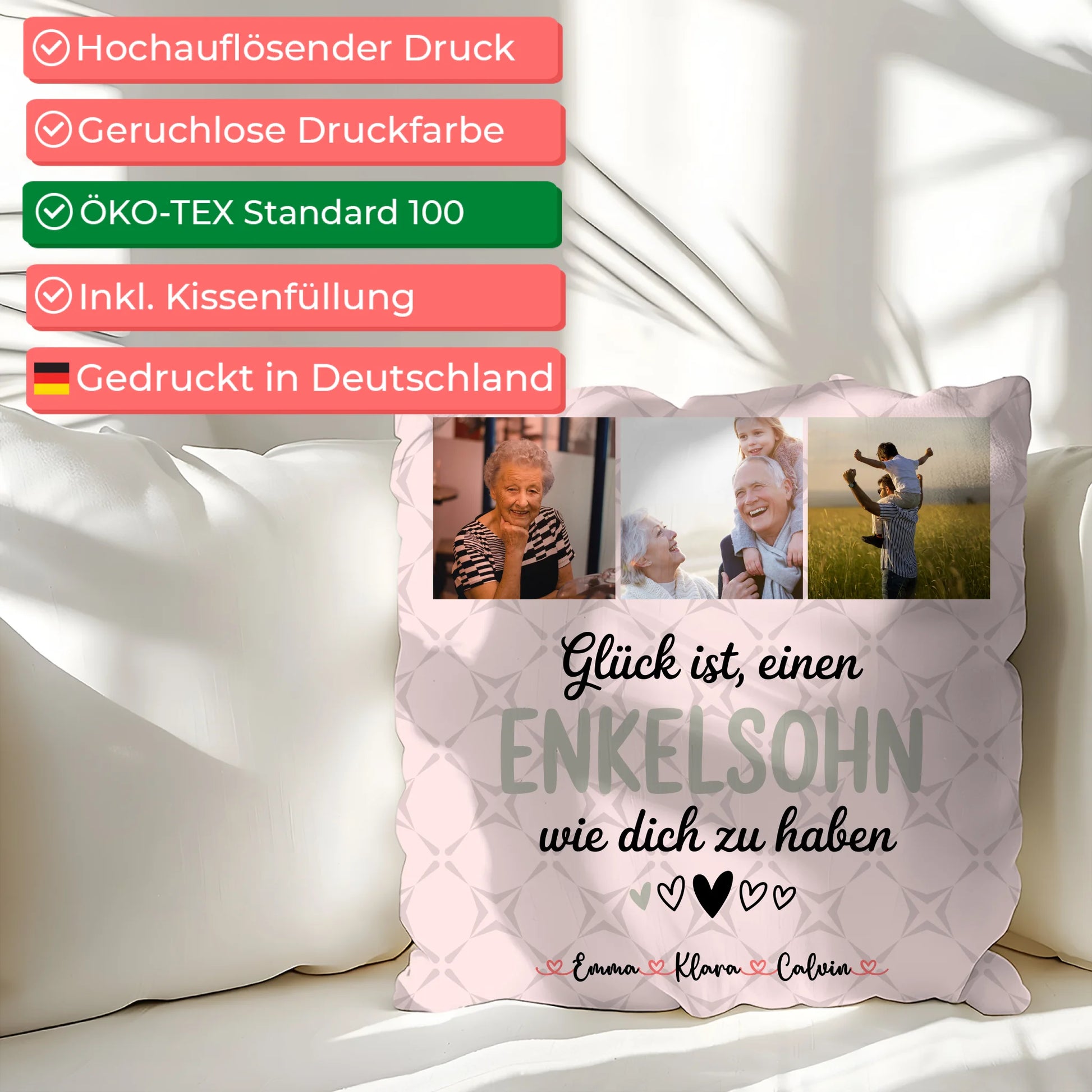 Personalisierte Geschenke mit Namen Kissen Fotocollage für Enkelsohn Glück Ist einen Enkelsohn Wie Dich Zu Haben 2