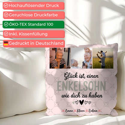 Personalisierte Geschenke mit Namen Kissen Fotocollage für Enkelsohn Glück Ist einen Enkelsohn Wie Dich Zu Haben 2