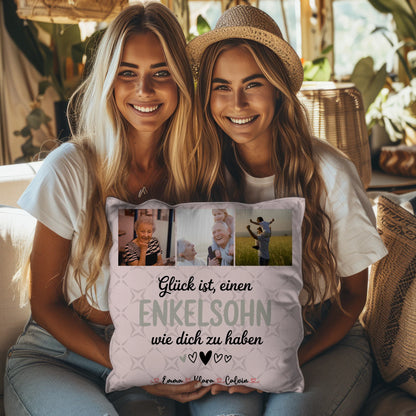 Personalisierte Geschenke mit Namen Kissen Fotocollage für Enkelsohn Glück Ist einen Enkelsohn Wie Dich Zu Haben 3