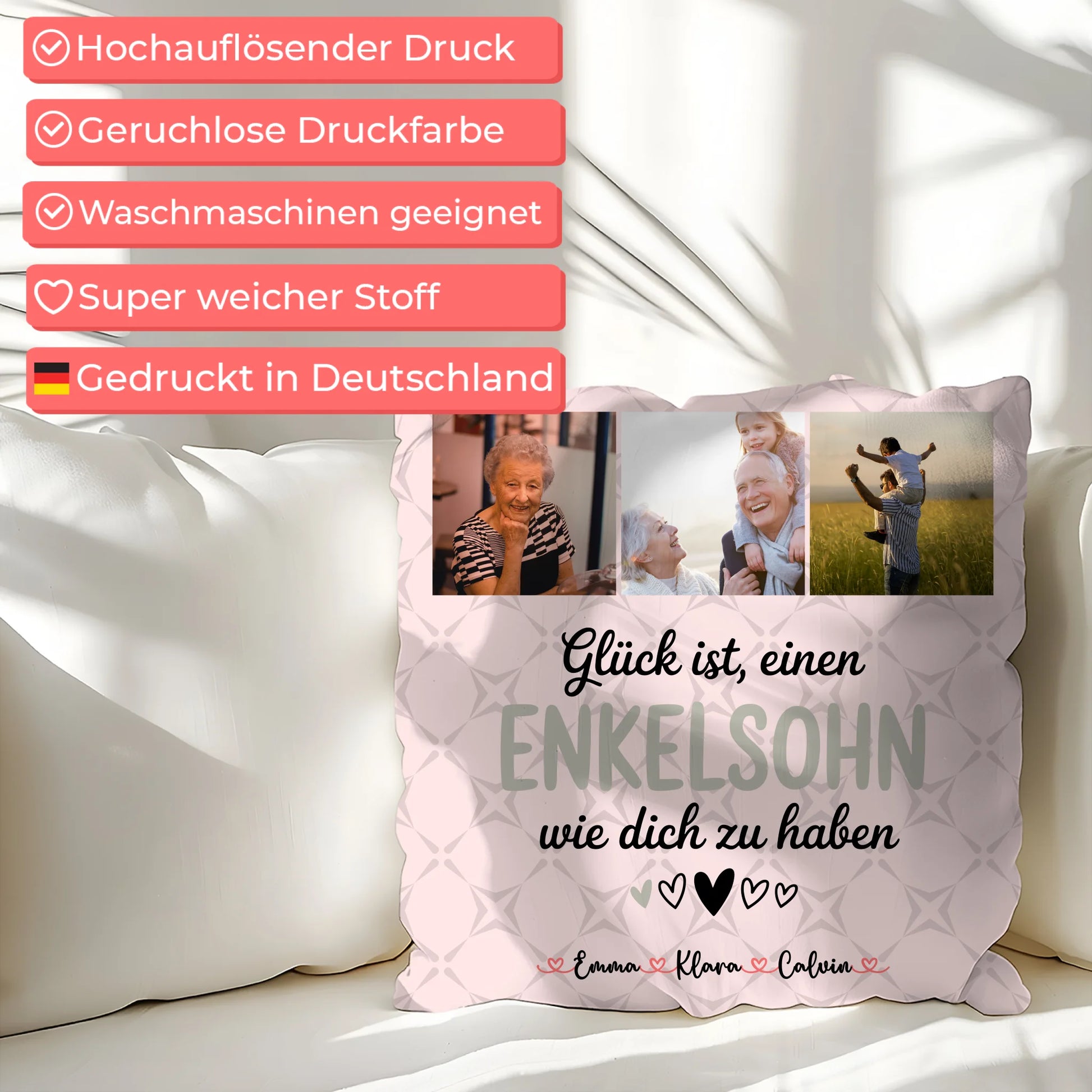 Personalisierte Geschenke mit Namen Kissen Fotocollage für Enkelsohn Glück Ist einen Enkelsohn Wie Dich Zu Haben 7