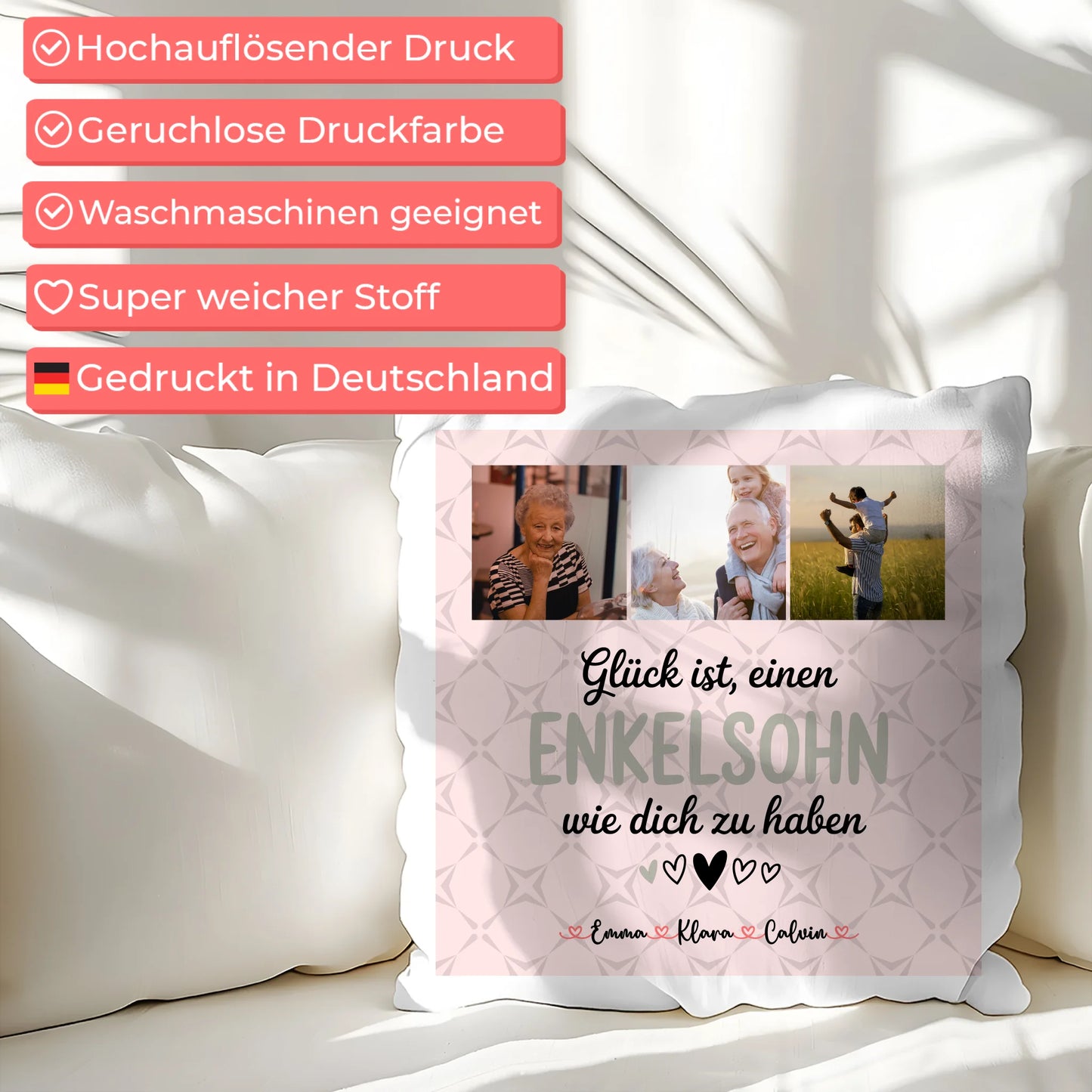 Personalisierte Geschenke mit Namen Kissen Fotocollage für Enkelsohn Glück Ist einen Enkelsohn Wie Dich Zu Haben