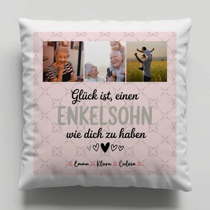 Personalisierte Geschenke mit Namen Kissen Fotocollage für Enkelsohn Glück Ist einen Enkelsohn Wie Dich Zu Haben