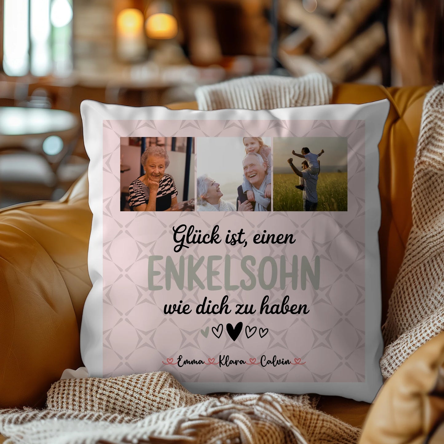 Personalisierte Geschenke mit Namen Kissen Fotocollage für Enkelsohn Glück Ist einen Enkelsohn Wie Dich Zu Haben