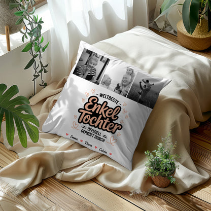 Namen Kissen für Enkeltochter Weltbeste Enkeltochter Fotocollage Offiziell Geprüft Durch 5