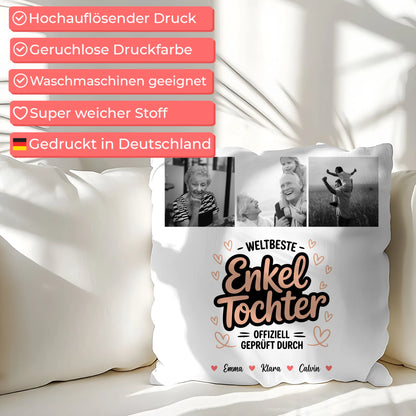 Namen Kissen für Enkeltochter Weltbeste Enkeltochter Fotocollage Offiziell Geprüft Durch 7