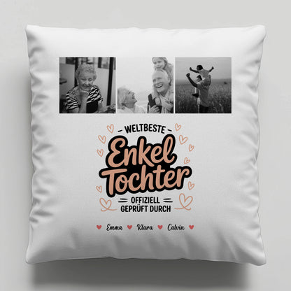 Namen Kissen für Enkeltochter Weltbeste Enkeltochter Fotocollage Offiziell Geprüft Durch