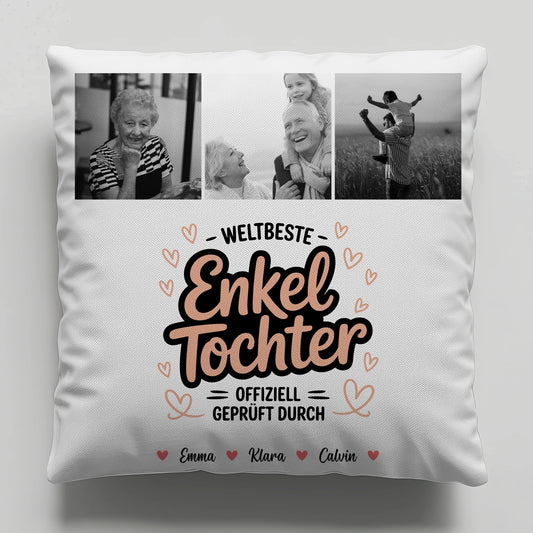 Namen Kissen für Enkeltochter Weltbeste Enkeltochter Fotocollage Offiziell Geprüft Durch 1