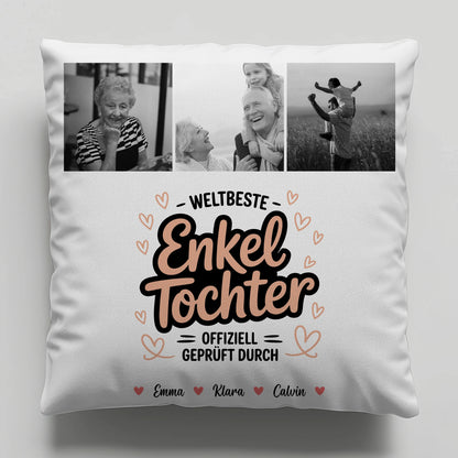 Namen Kissen für Enkeltochter Weltbeste Enkeltochter Fotocollage Offiziell Geprüft Durch 6