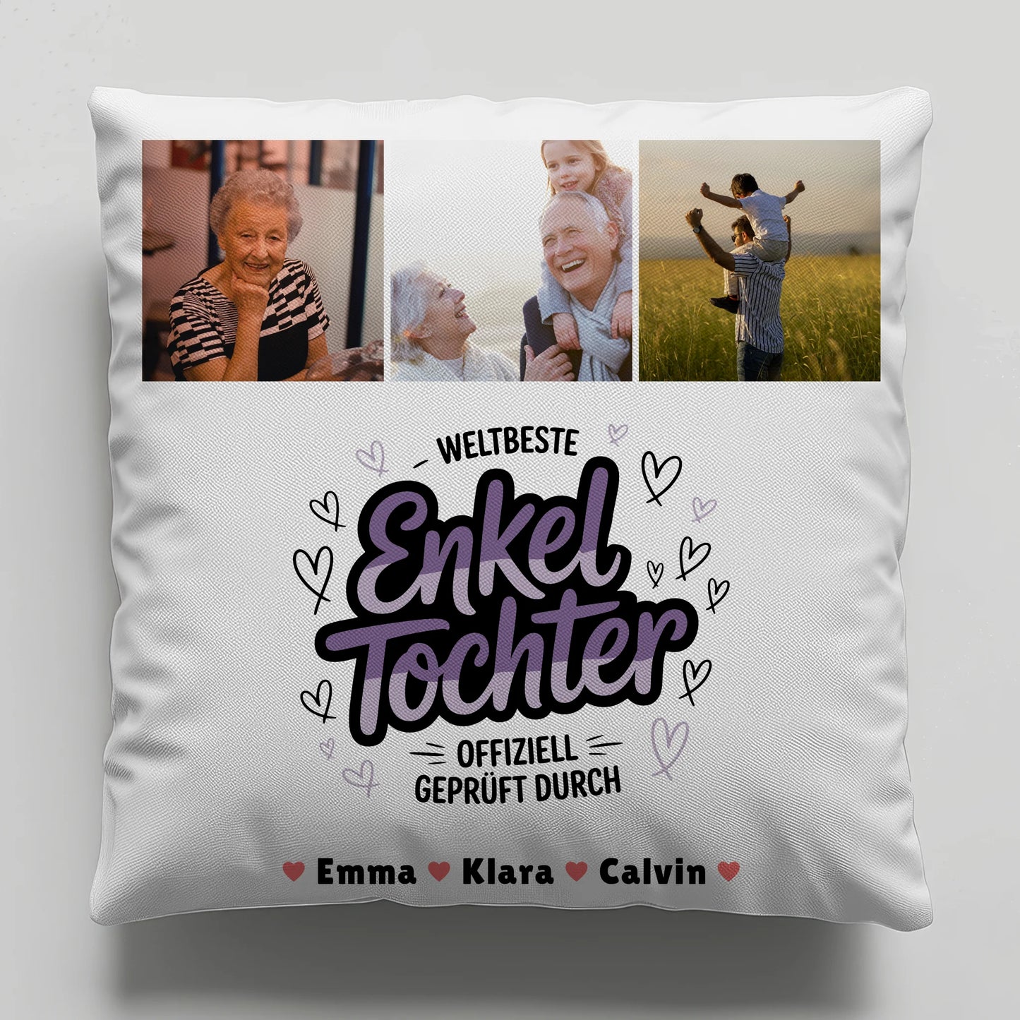 Personalisierte Geschenke für Enkeltochter mit Namen Kissen Geschenk Fotocollage Weltbeste Enkeltochter Offiziell Geprüft Durch 6