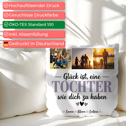 Foto Kissen Mit Namen Fotocollage für Tochter Glück Ist eine Tochter Wie Dich Zu Haben Geschenk 2