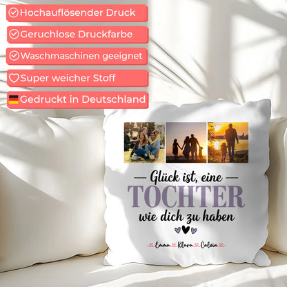 Foto Kissen Mit Namen Fotocollage für Tochter Glück Ist eine Tochter Wie Dich Zu Haben Geschenk