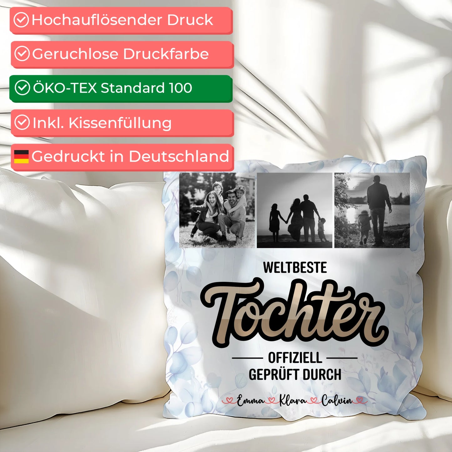Foto Kissen Mit Namen Tochter Fotocollage Weltbeste Tochter Offiziell Geprüft Durch Geschenk 2