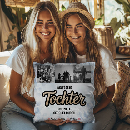 Foto Kissen Mit Namen Tochter Fotocollage Weltbeste Tochter Offiziell Geprüft Durch Geschenk 3