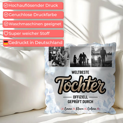 Foto Kissen Mit Namen Tochter Fotocollage Weltbeste Tochter Offiziell Geprüft Durch Geschenk 7