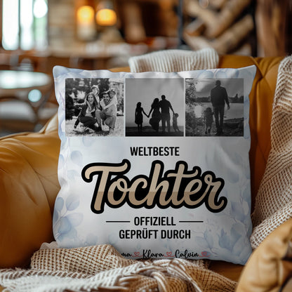 Foto Kissen Mit Namen Tochter Fotocollage Weltbeste Tochter Offiziell Geprüft Durch Geschenk 4