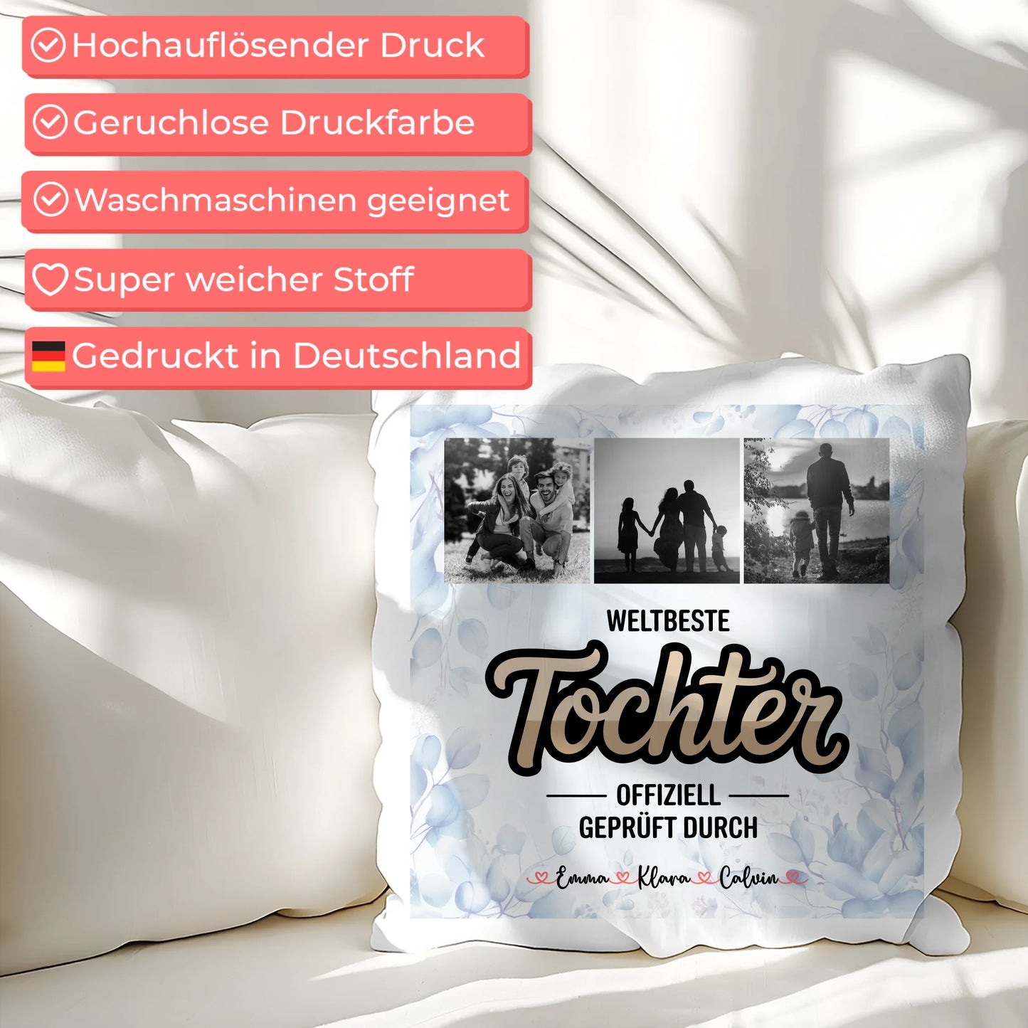 Foto Kissen Mit Namen Tochter Fotocollage Weltbeste Tochter Offiziell Geprüft Durch Geschenk