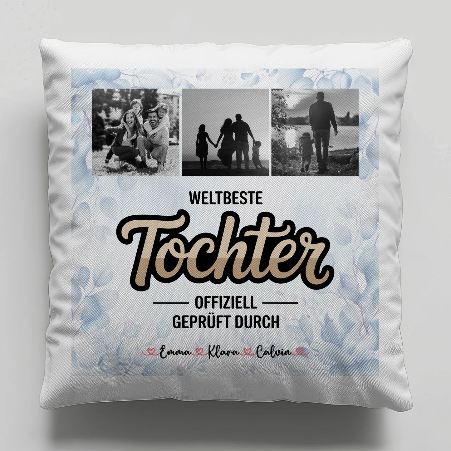 Foto Kissen Mit Namen Tochter Fotocollage Weltbeste Tochter Offiziell Geprüft Durch Geschenk