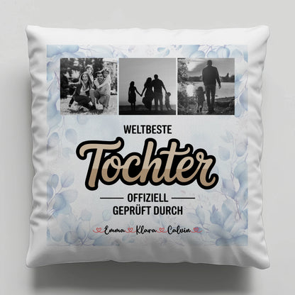 Foto Kissen Mit Namen Tochter Fotocollage Weltbeste Tochter Offiziell Geprüft Durch Geschenk