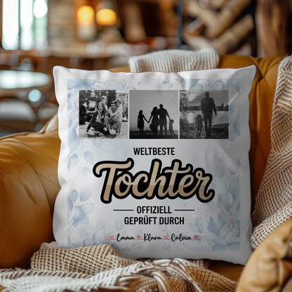 Foto Kissen Mit Namen Tochter Fotocollage Weltbeste Tochter Offiziell Geprüft Durch Geschenk
