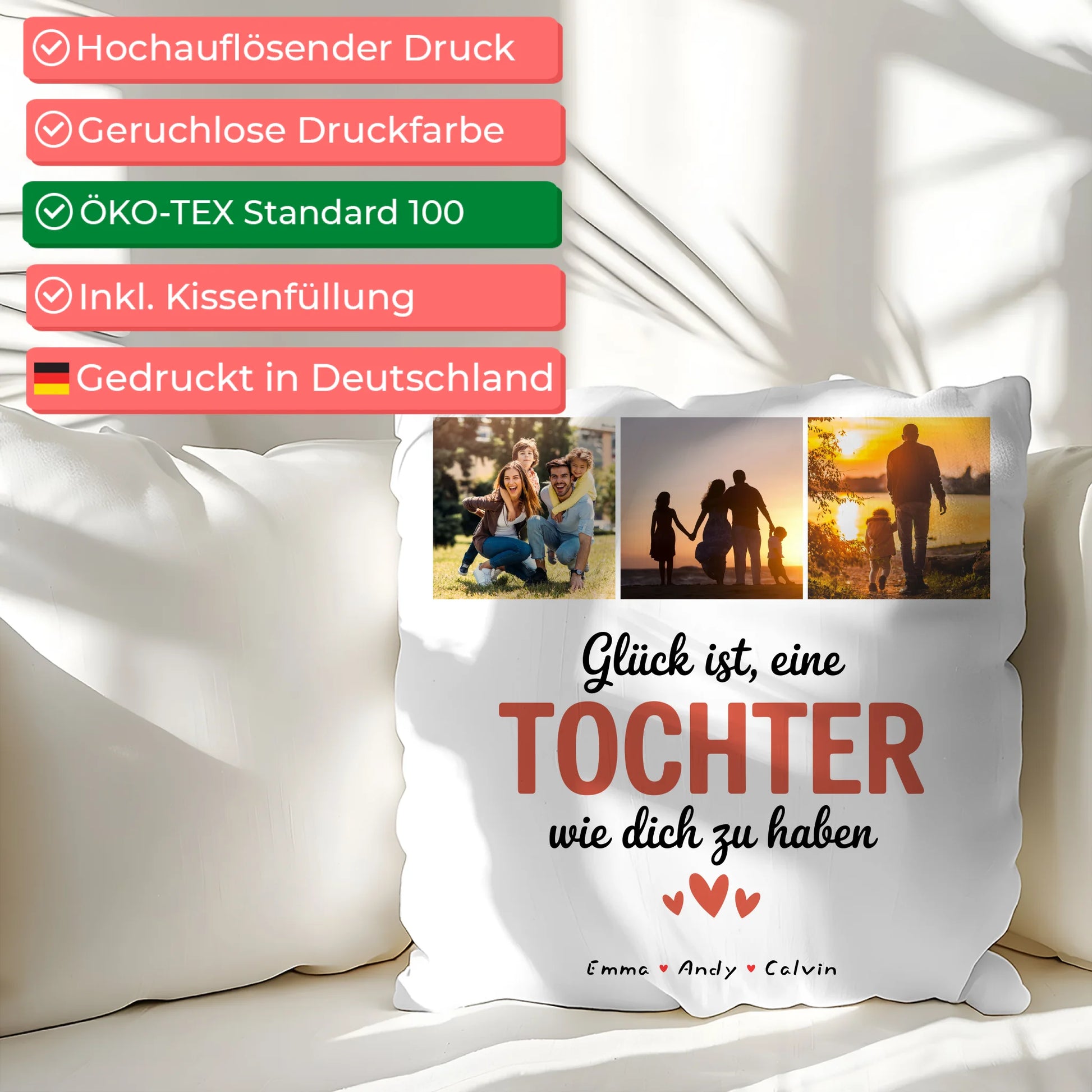 Personalisiertes Foto Kissen Mit Namen Geschenk Fotocollage Tochter Glück Ist eine Tochter Wie Dich Zu Haben 2