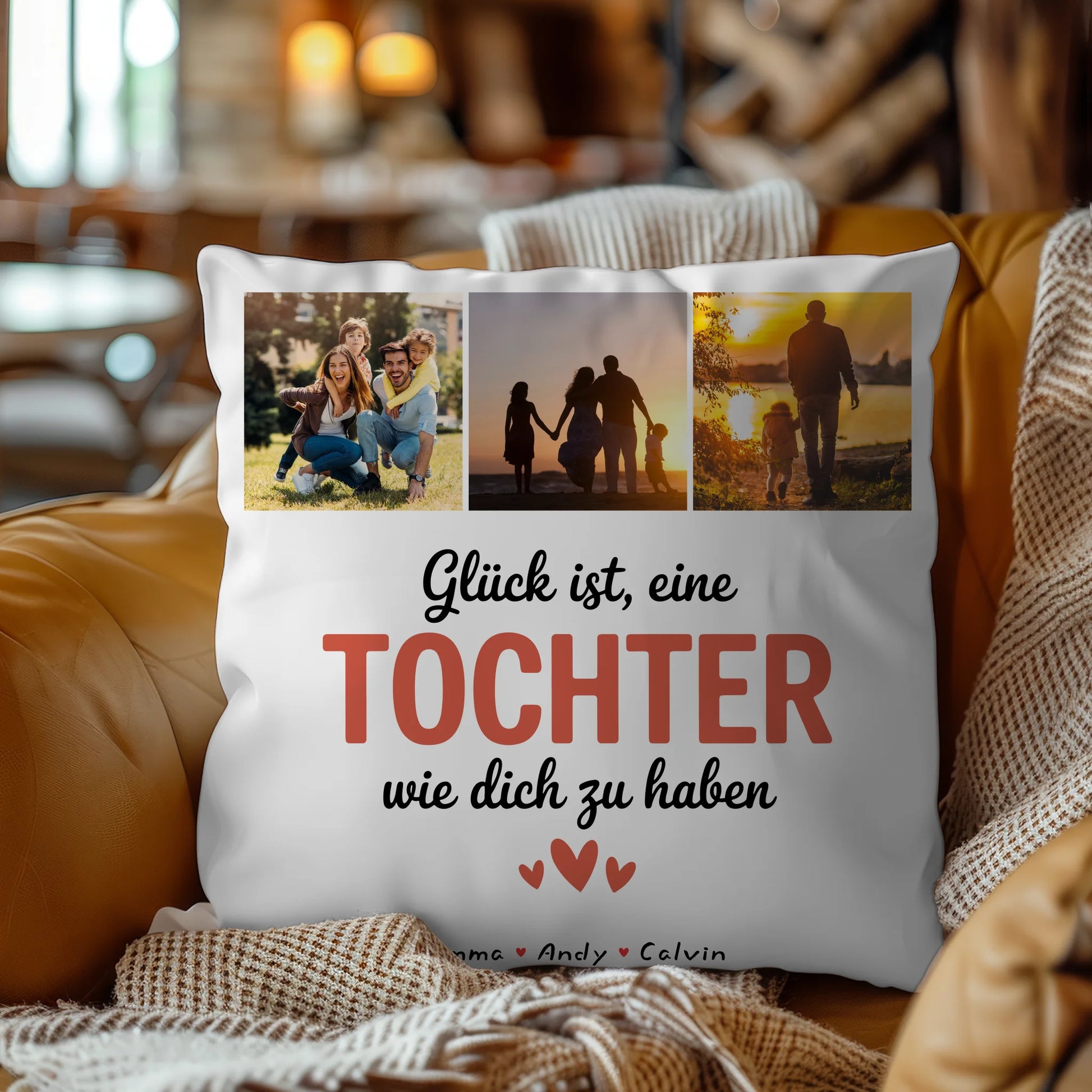 Personalisiertes Foto Kissen Mit Namen Geschenk Fotocollage Tochter Glück Ist eine Tochter Wie Dich Zu Haben 4